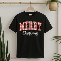 Merry Christmas Classic Checkered T-Shirt thumb 2