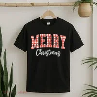 Merry Christmas Classic Checkered T-Shirt thumb 2