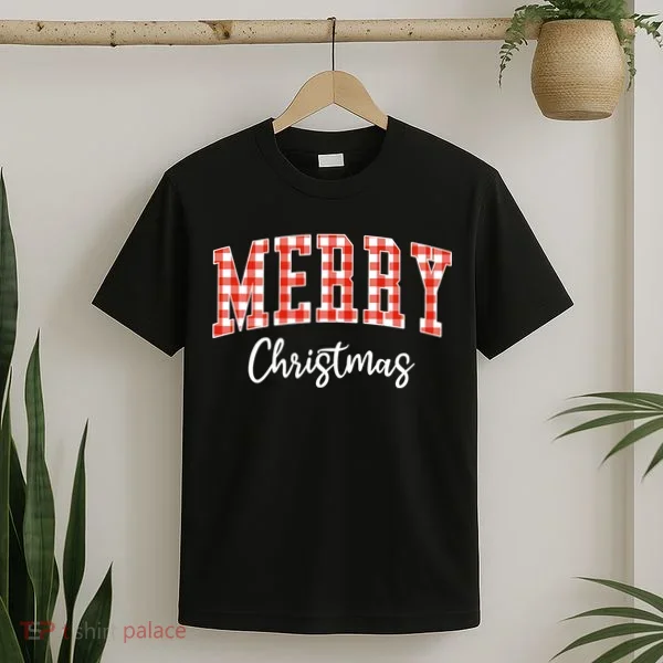 Merry Christmas Classic Checkered T-Shirt