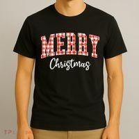 Merry Christmas Classic Checkered T-Shirt thumb 3