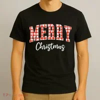 Merry Christmas Classic Checkered T-Shirt thumb 3