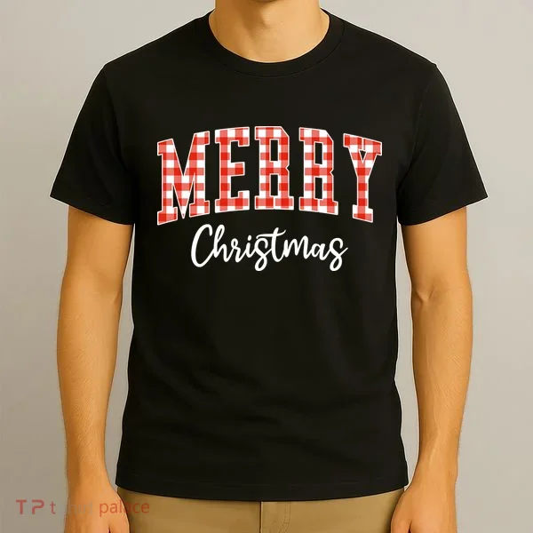 Merry Christmas Classic Checkered T-Shirt