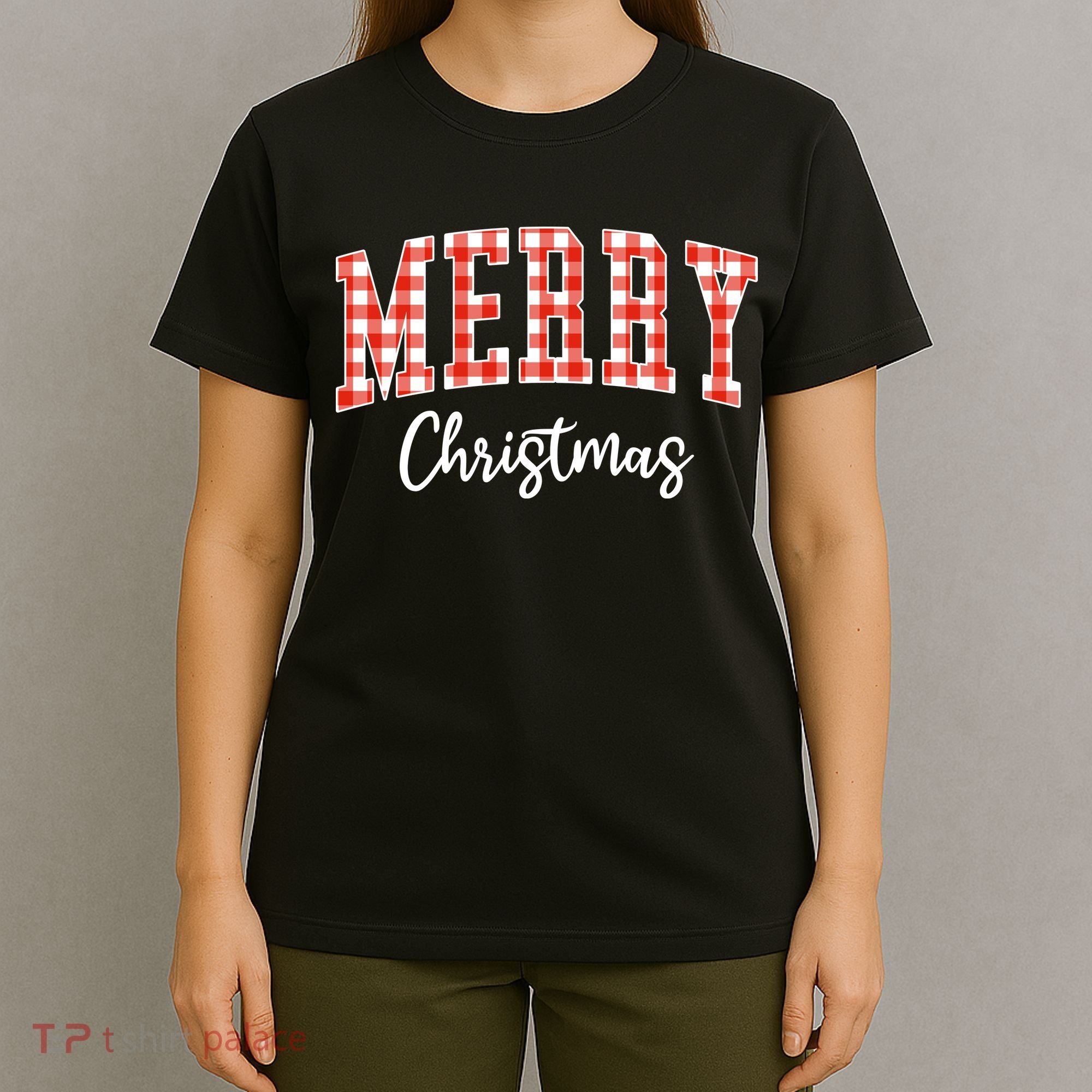 Merry Christmas Classic Checkered T-Shirt