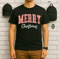 Merry Christmas Classic Checkered T-Shirt thumb 6