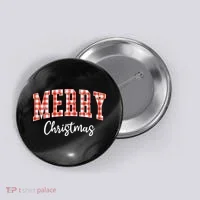 Merry Christmas Classic Checkered Button thumb 0