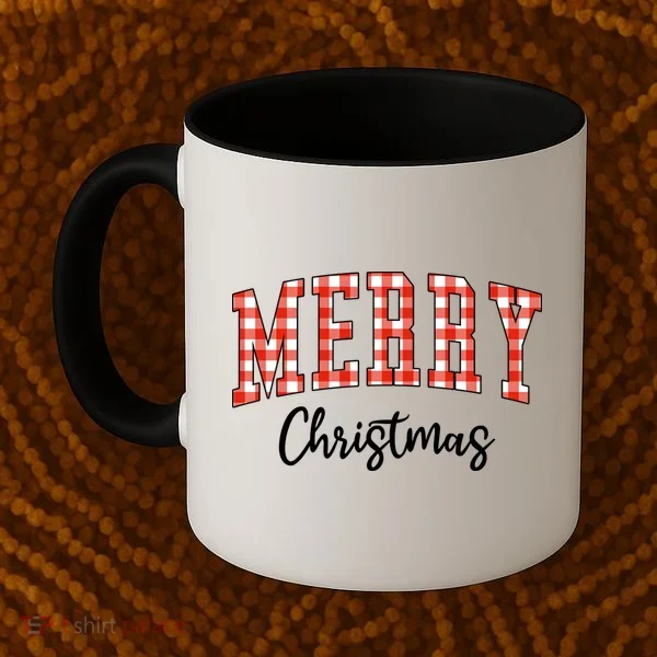 Merry Christmas Classic Checkered Coffee Mug