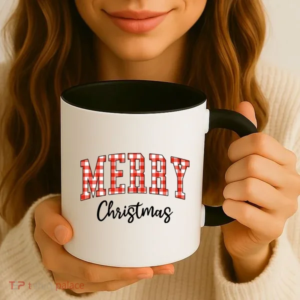 Merry Christmas Classic Checkered Coffee Mug