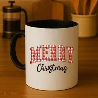 Merry Christmas Classic Checkered Coffee Mug thumb 4