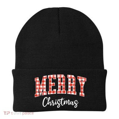 Merry Christmas Classic Checkered Beanie