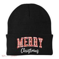Merry Christmas Classic Checkered Beanie thumb 0
