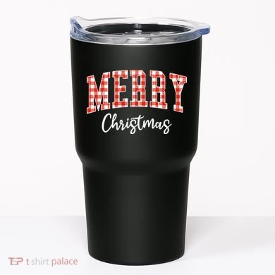 Merry Christmas Classic Checkered Tumbler