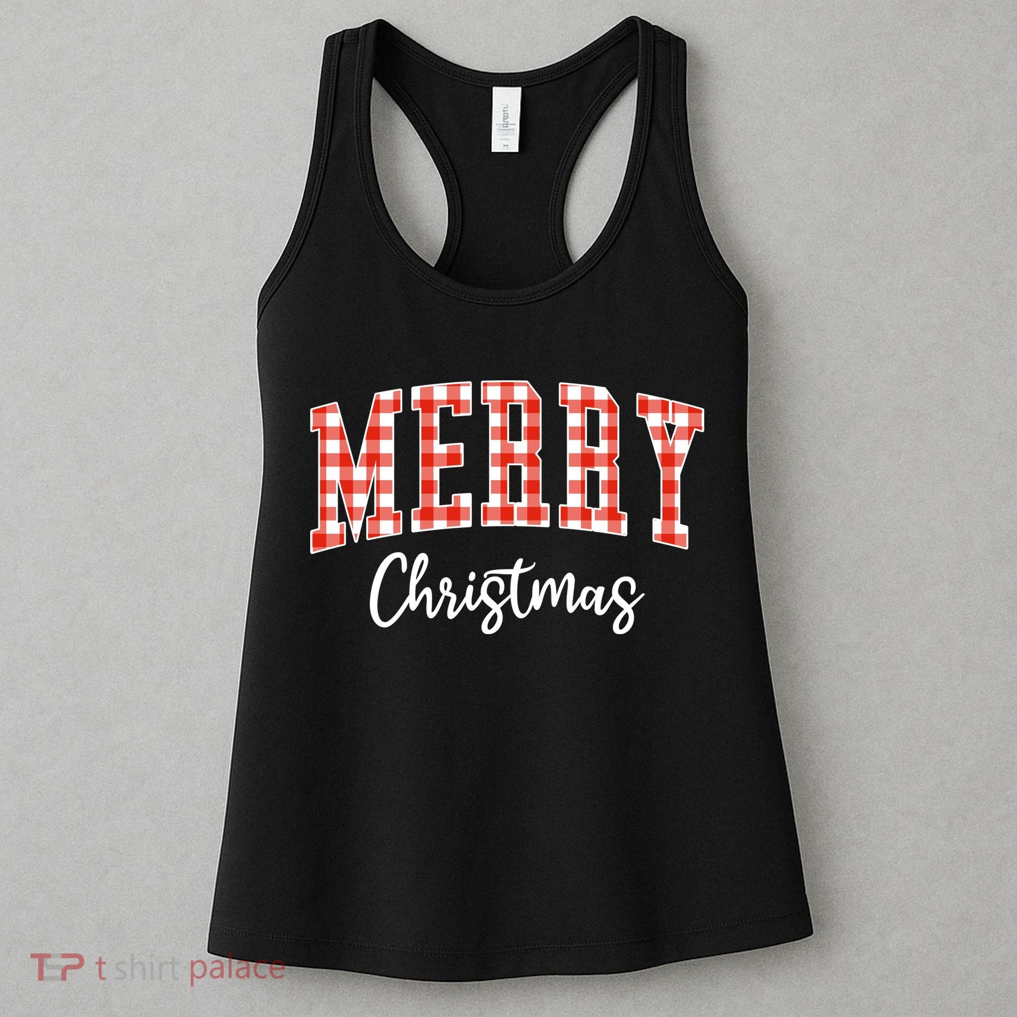 Merry Christmas Classic Checkered Women's Tank Top