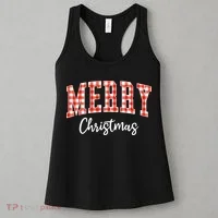 Merry Christmas Classic Checkered Women's Tank Top thumb 3
