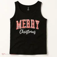 Merry Christmas Classic Checkered Tank Top thumb 2