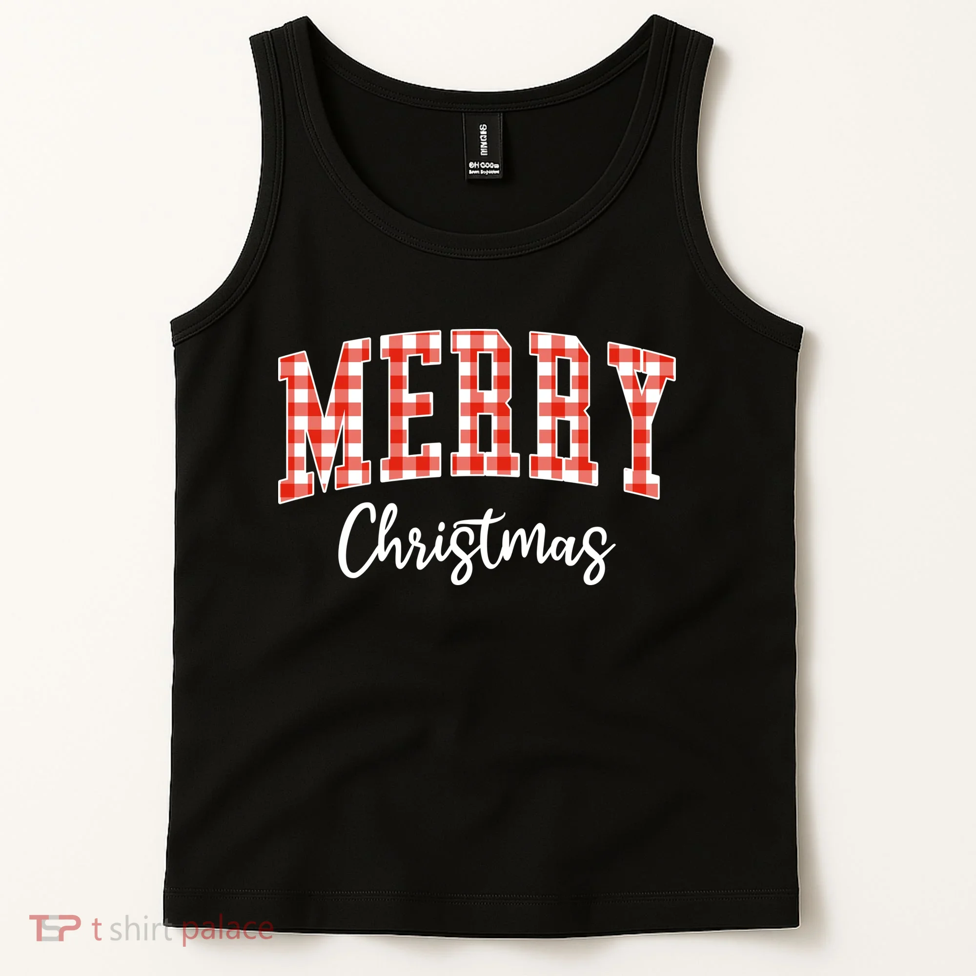 Merry Christmas Classic Checkered Tank Top