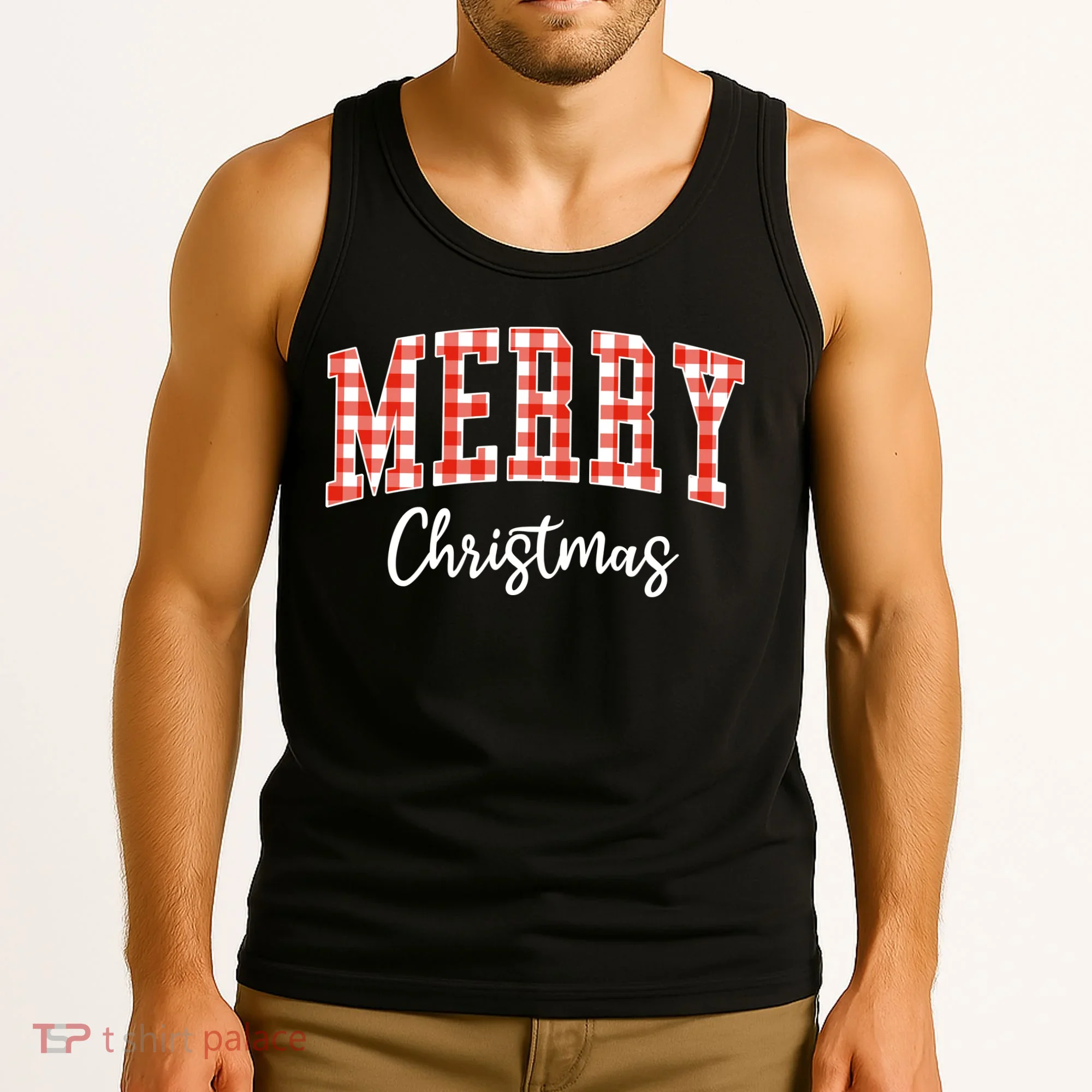 Merry Christmas Classic Checkered Tank Top