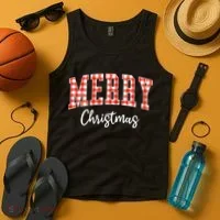 Merry Christmas Classic Checkered Tank Top thumb 4