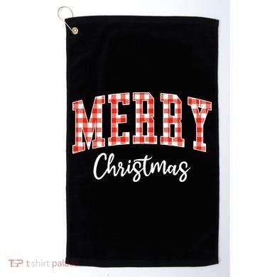 Merry Christmas Classic Checkered Golf Towel