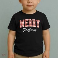 Merry Christmas Classic Checkered Toddler T-Shirt thumb 2