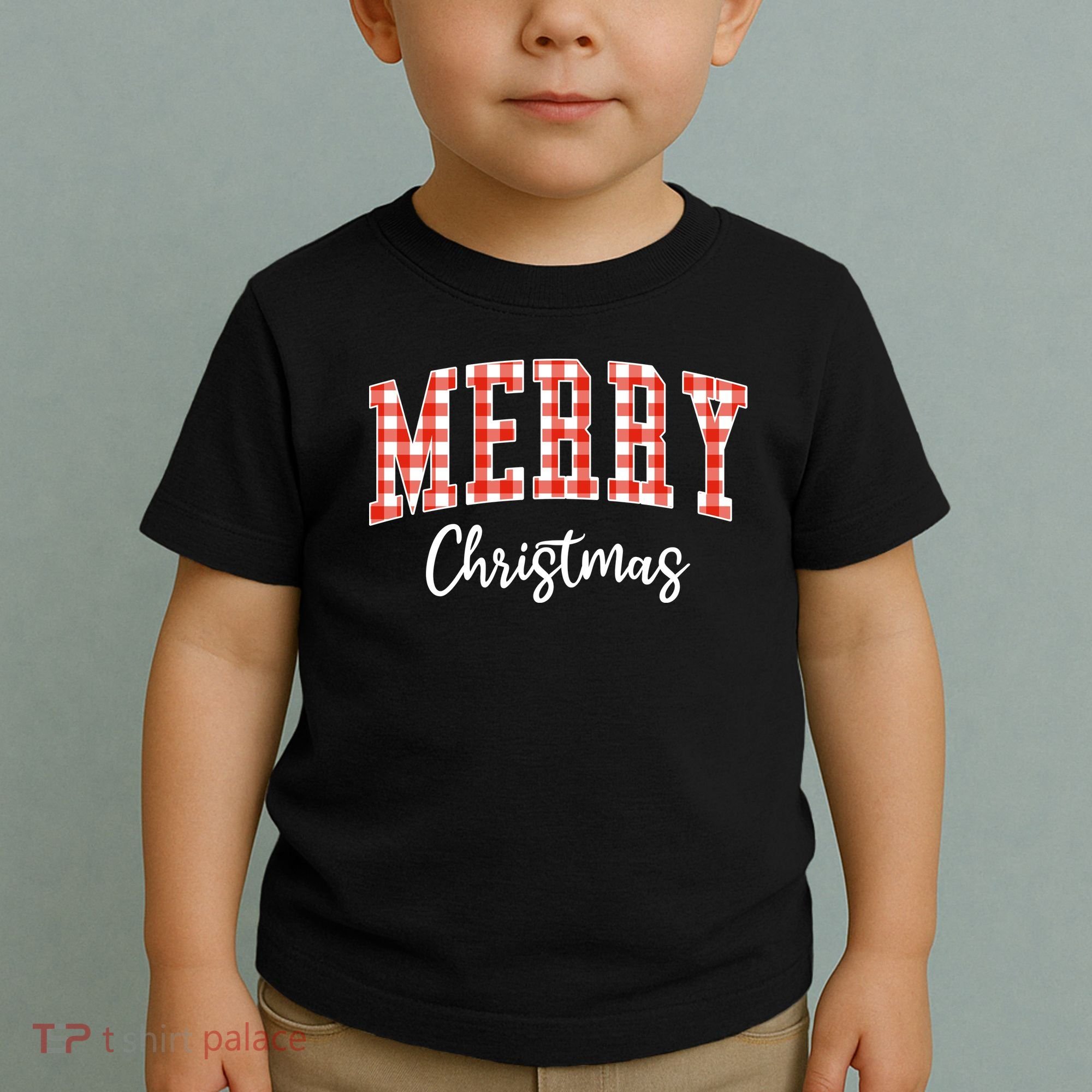 Merry Christmas Classic Checkered Toddler T-Shirt