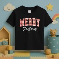 Merry Christmas Classic Checkered Toddler T-Shirt thumb 3