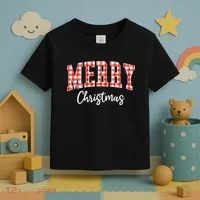 Merry Christmas Classic Checkered Toddler T-Shirt thumb 3