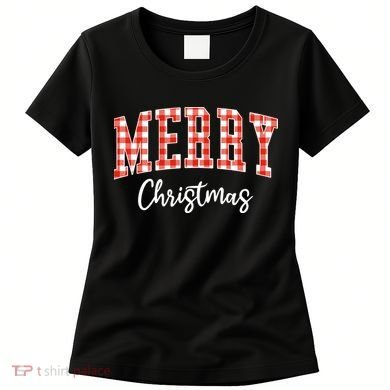 Merry Christmas Classic Checkered Women's T-Shirt