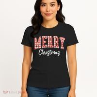 Merry Christmas Classic Checkered Women's T-Shirt thumb 4