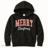 Merry Christmas Classic Checkered Kids Hoodie thumb 0