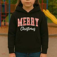 Merry Christmas Classic Checkered Kids Hoodie thumb 3