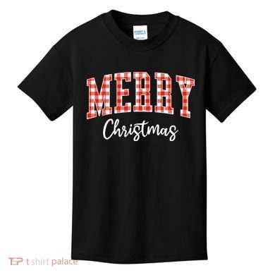 Merry Christmas Classic Checkered Kids T-Shirt