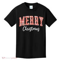 Merry Christmas Classic Checkered Kids T-Shirt thumb 0