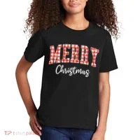 Merry Christmas Classic Checkered Kids T-Shirt thumb 2