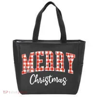Merry Christmas Classic Checkered Tote Bag thumb 0