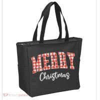 Merry Christmas Classic Checkered Tote Bag thumb 2