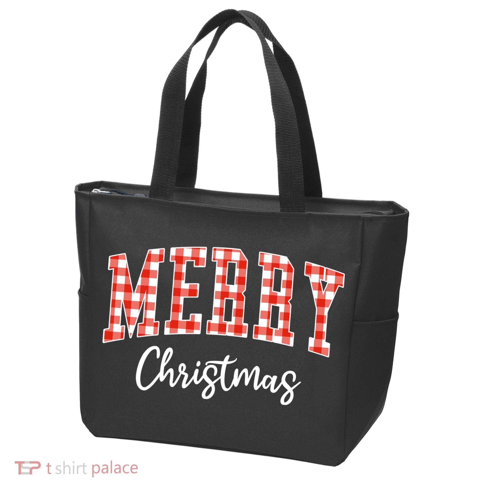 Merry Christmas Classic Checkered Tote Bag