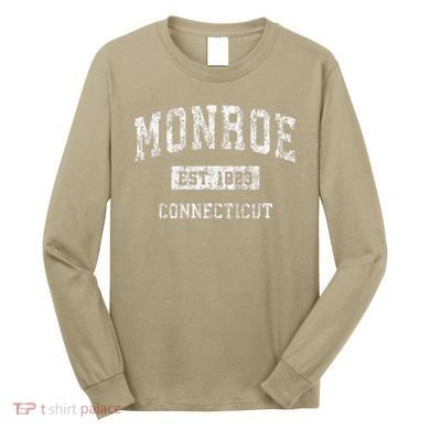 Monroe Connecticut Ct Vintage Established Long Sleeve Shirt