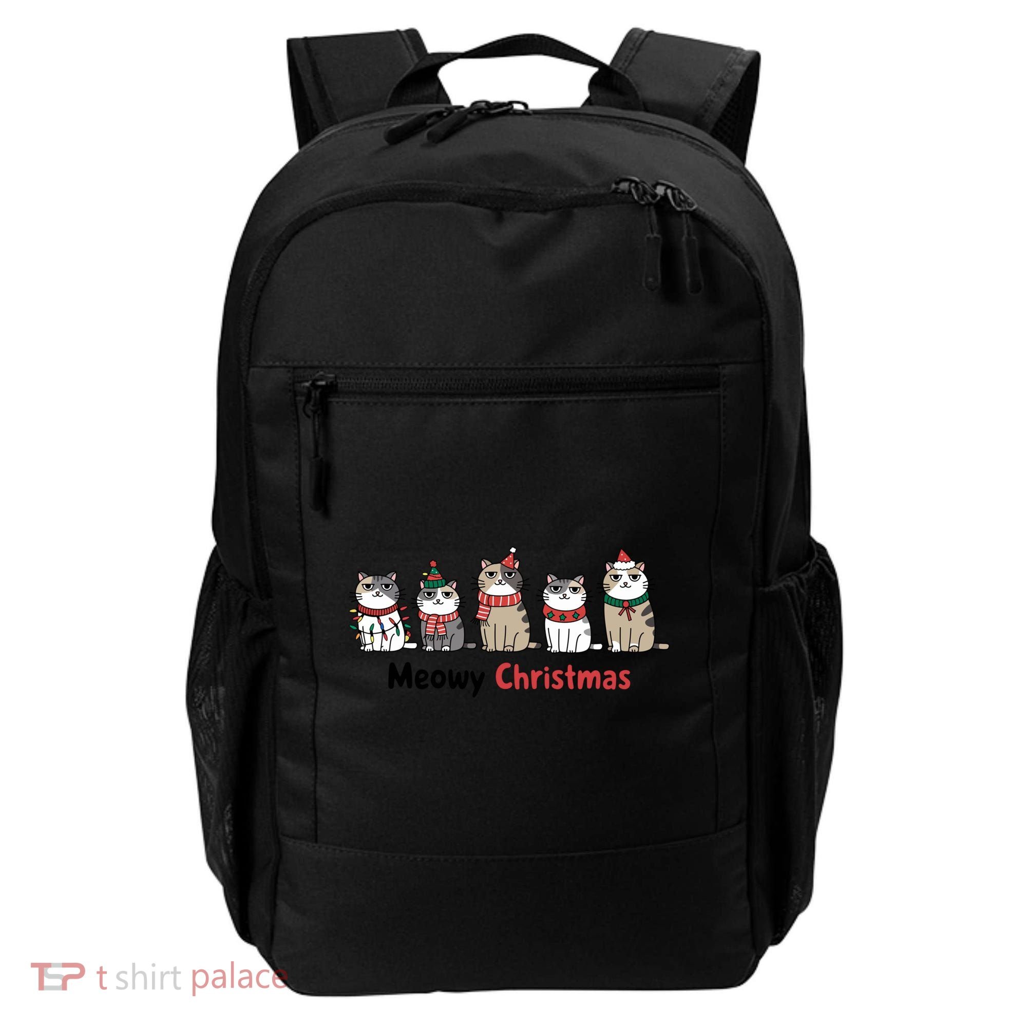 Meowy Christmas Cute Santa Funny Cat Lover Gift Backpack