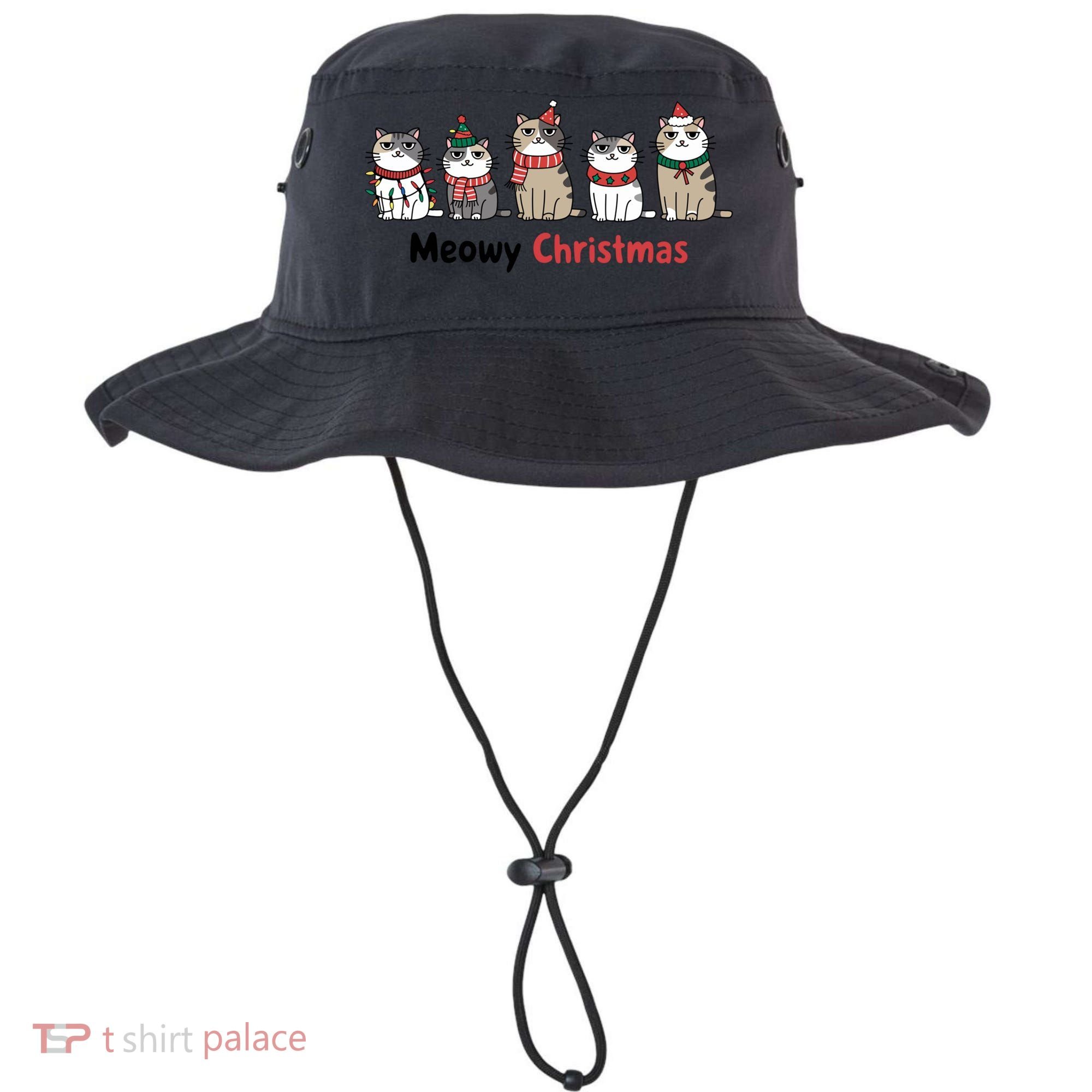 Meowy Christmas Cute Santa Funny Cat Lover Gift Bucket Hat