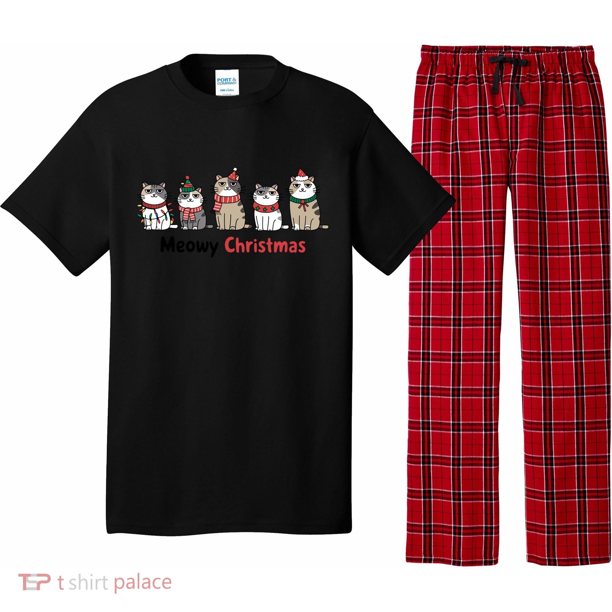 Meowy Christmas Cute Santa Funny Cat Lover Gift Pajama Set