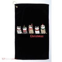 Meowy Christmas Cute Santa Funny Cat Lover Gift Golf Towel thumb 0