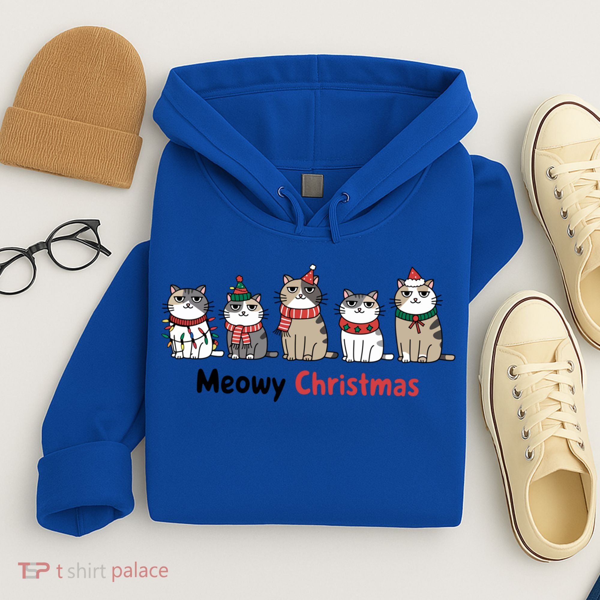 Meowy Christmas Cute Santa Funny Cat Lover Gift Hoodie