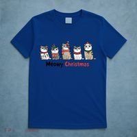 Meowy Christmas Cute Santa Funny Cat Lover Gift T-Shirt thumb 5