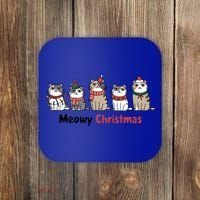 Meowy Christmas Cute Santa Funny Cat Lover Gift Coaster thumb 0