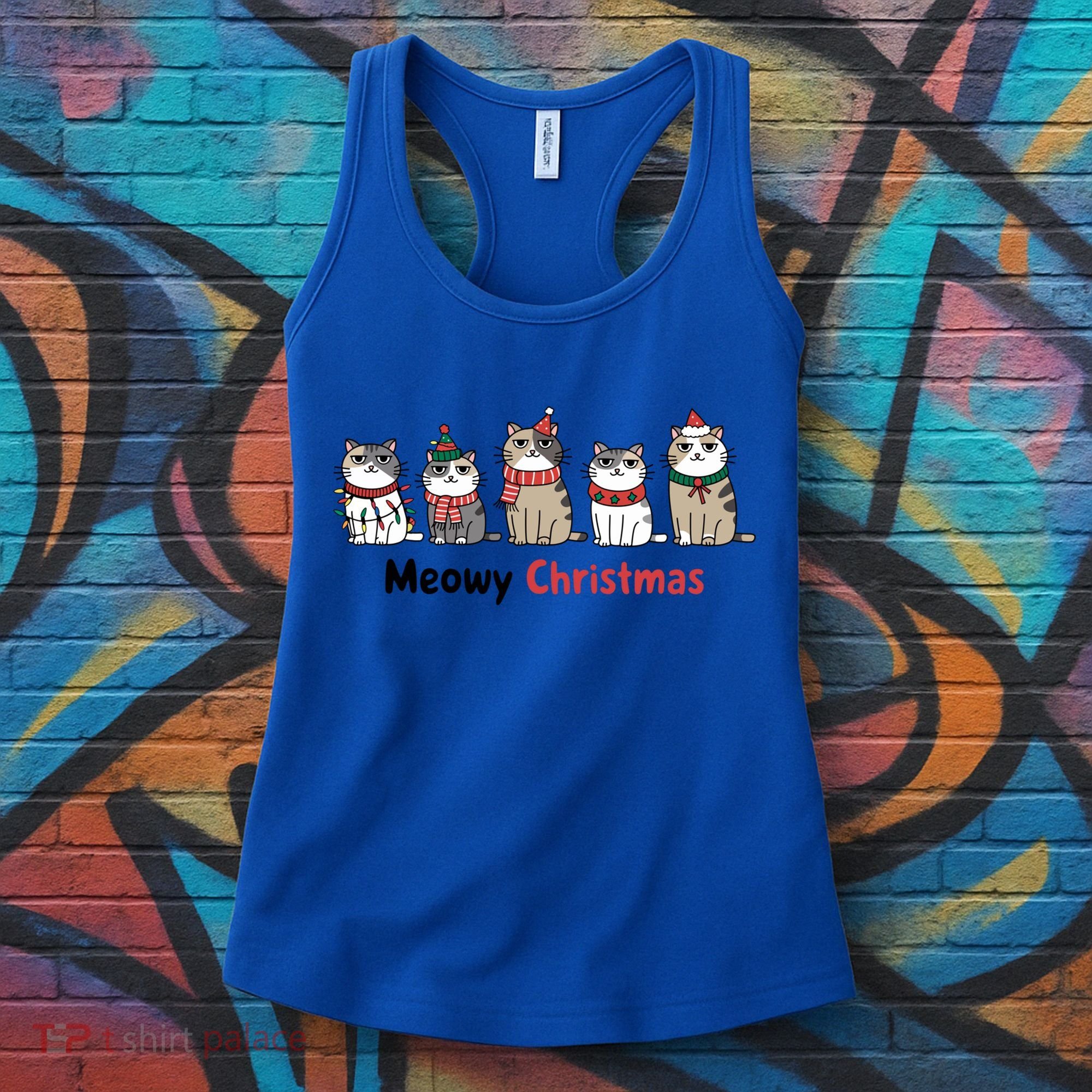 Meowy Christmas Cute Santa Funny Cat Lover Gift Women's Tank Top