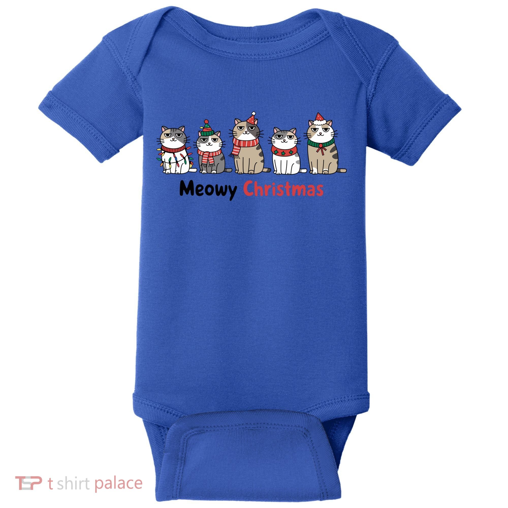 Meowy Christmas Cute Santa Funny Cat Lover Gift Baby Bodysuit