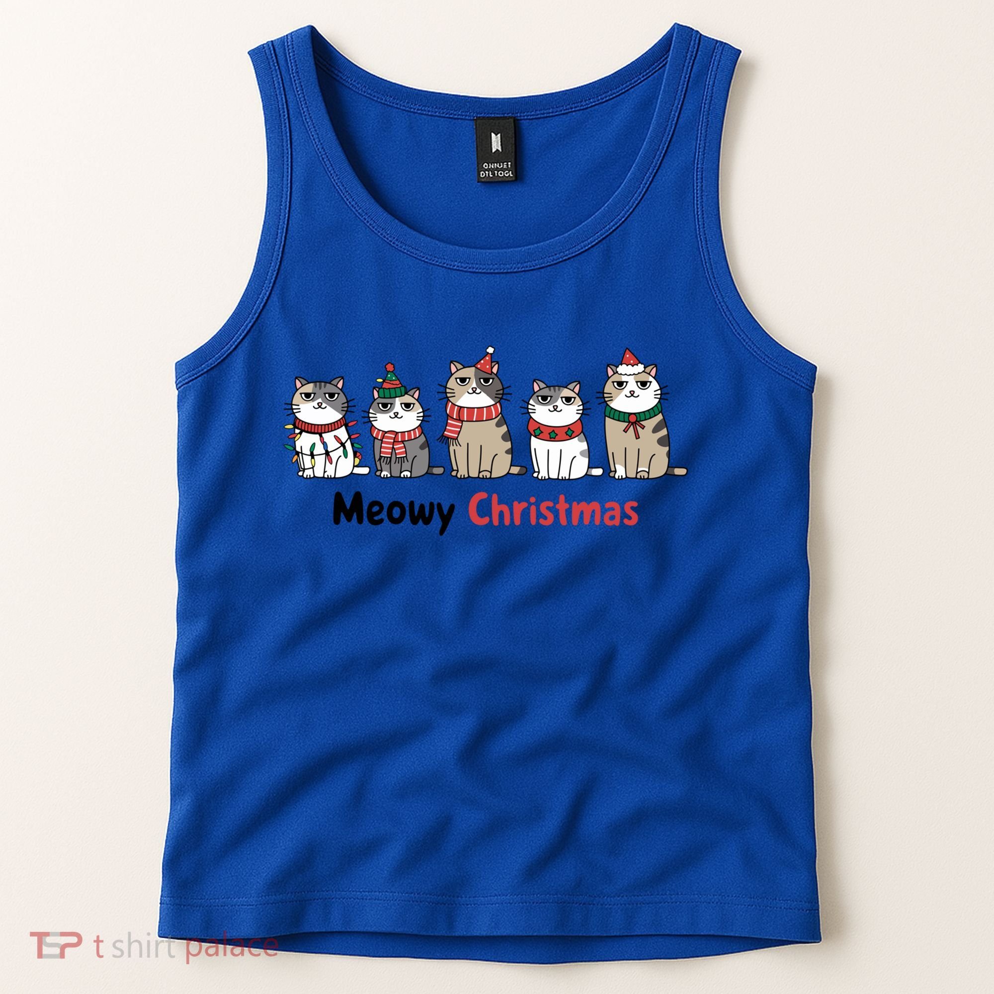 Meowy Christmas Cute Santa Funny Cat Lover Gift Tank Top
