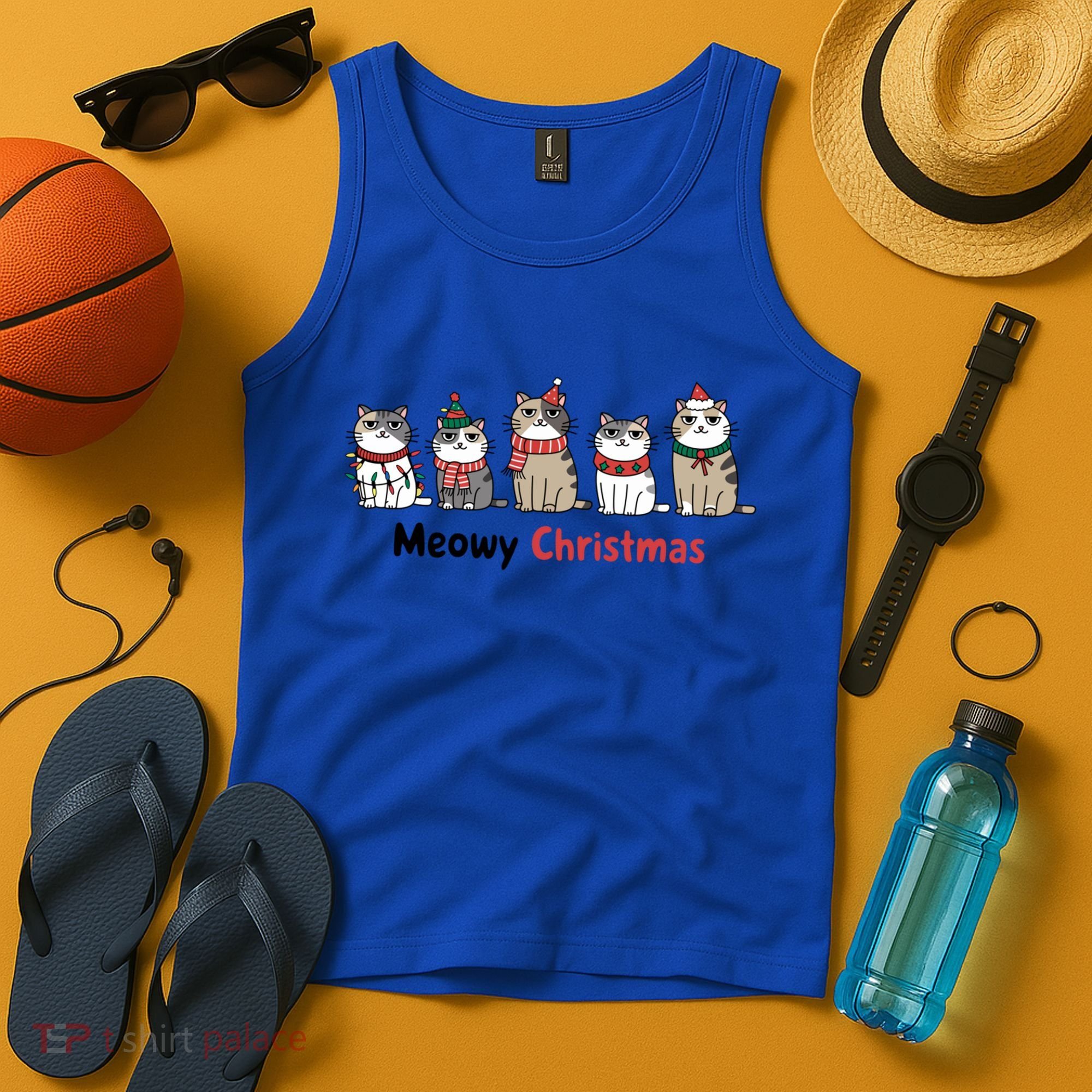 Meowy Christmas Cute Santa Funny Cat Lover Gift Tank Top
