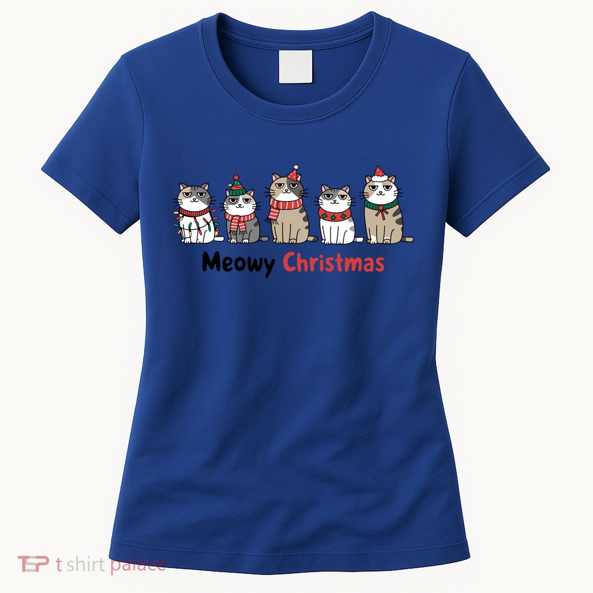 Meowy Christmas Cute Santa Funny Cat Lover Gift Women's T-Shirt