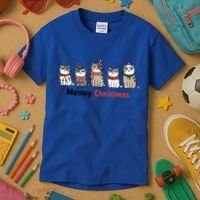 Meowy Christmas Cute Santa Funny Cat Lover Gift Kids T-Shirt thumb 3